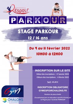 Affiche de l'évènement STAGE PARKOUR à Châlons-en-Champagne