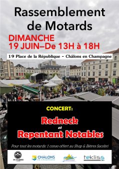 Affiche de l'évènement Rassemblement de motard à Châlons-en-Champagne