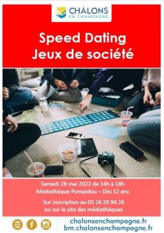 Affiche de l'évènement Speed dating jeux de société  à Châlons-en-Champagne
