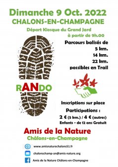 Affiche de l'évènement Randonnée pédestre des AMIS DE LA NATURE Châlons-en-Champagne à Châlons-en-Champagne