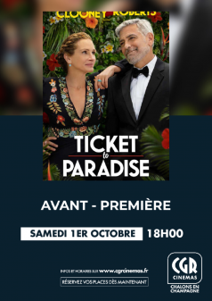 Affiche de l'évènement AVANT PREMIERE : TICKET TO PARADISE à Châlons-en-Champagne