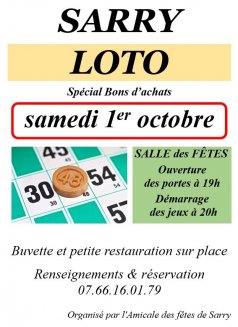 Affiche de l'évènement Loto à Sarry
