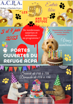 Affiche de l'évènement 50ème anniversaire du refuge ACPA de Fagnières à Fagnières