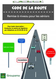 Affiche de l'évènement Atelier de remise à niveau du code de la route  à Fagnières