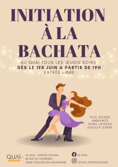 Affiche de l'évènement Initiation à la bachata (danse) et soirée latine à Châlons-en-Champagne