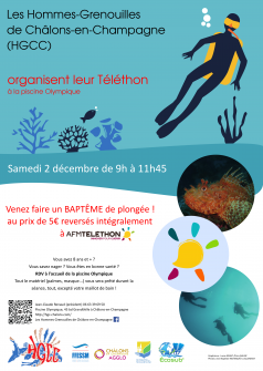 Affiche de l'évènement Baptême de plongée au Téléthon  à Châlons-en-Champagne