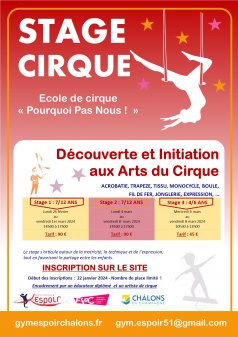 Affiche de l'évènement stage cirque à Châlons-en-Champagne