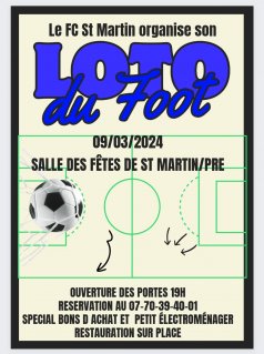 Affiche de l'évènement Loto du foot FC st Martin  à Saint-Martin sur le Pré
