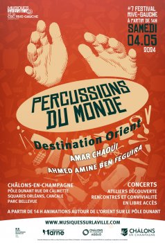 Affiche de l'évènement FESTIVAL RIVE GAUCHE DES PERCUSSIONS DU MONDE à Châlons-en-Champagne