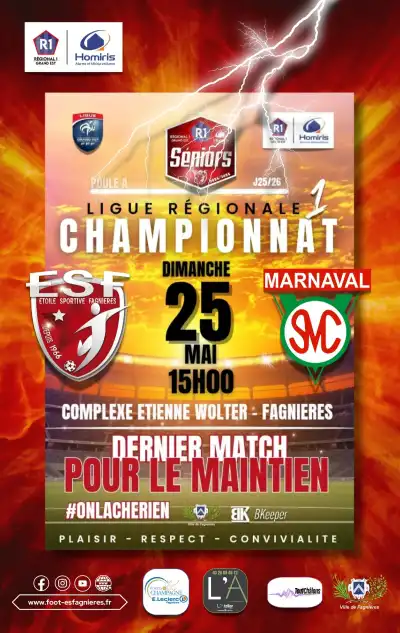 Affiche de FOOTBALL : REGIONAL 1 : ES FAGNIERES VS SC MARNAVAL 
